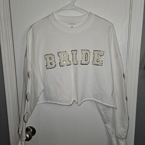 BaeVely Sweater Womens White Long Sleeve Crop - BRIDE- Size Small